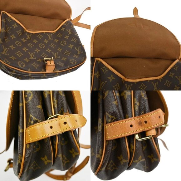 LOUIS VUITTON Logo Saumur 30 Shoulder Bag Monogram Leather Brown - Picture 9 of 15